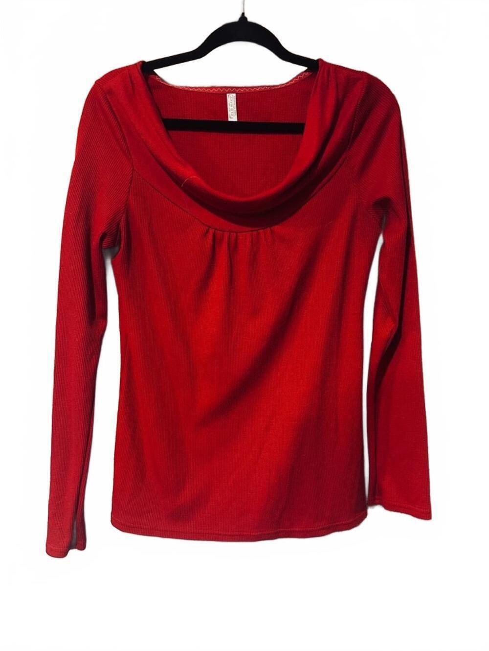 Old Navy Red Long-Sleeve Cowl Neck Top